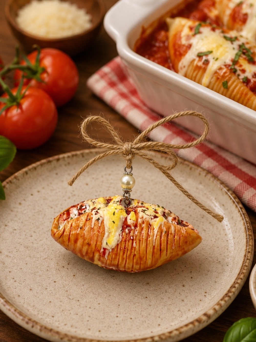 Stuffed Shell Pasta Ornament | Handmade Italian Food Everyday Kitchen Decor